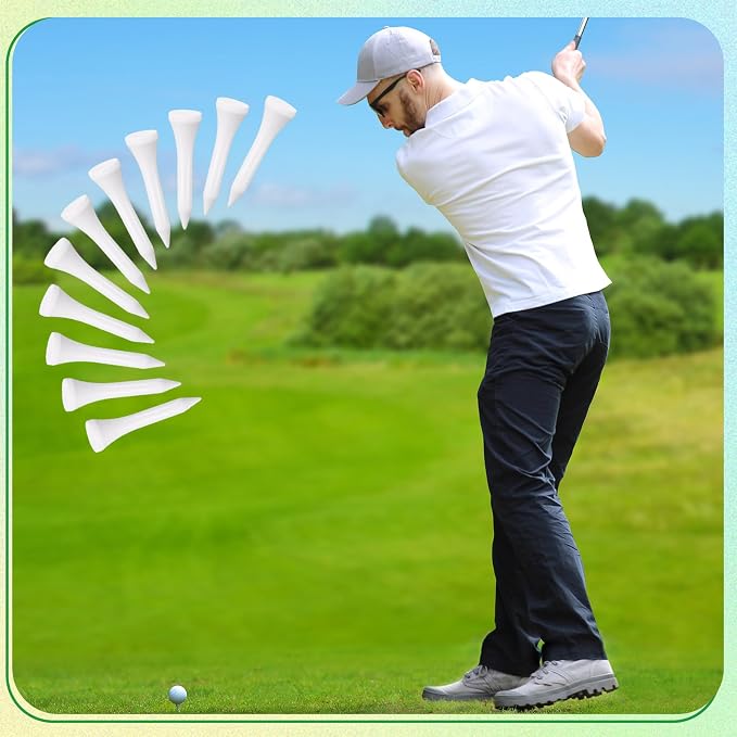 Vinsot 1000 Pcs Golf Tees Bulk 1-1/2'' Short Wooden Tees Accessories for Men Clubs Golf Ball Theme Party School Supplies(White Blank,White)