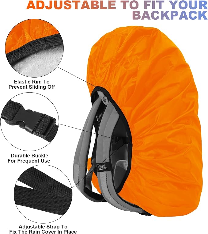 LAMA 2 Pack Waterproof Rain Cover for Backpack, Reflective Rucksack Rain Cover for Anti-Dust/Anti-Theft/Bicycling/Hiking/Camping/Traveling,XL Size (for 56L-70L Backpack), 1 Pcs Black + 1 Pcs Orange