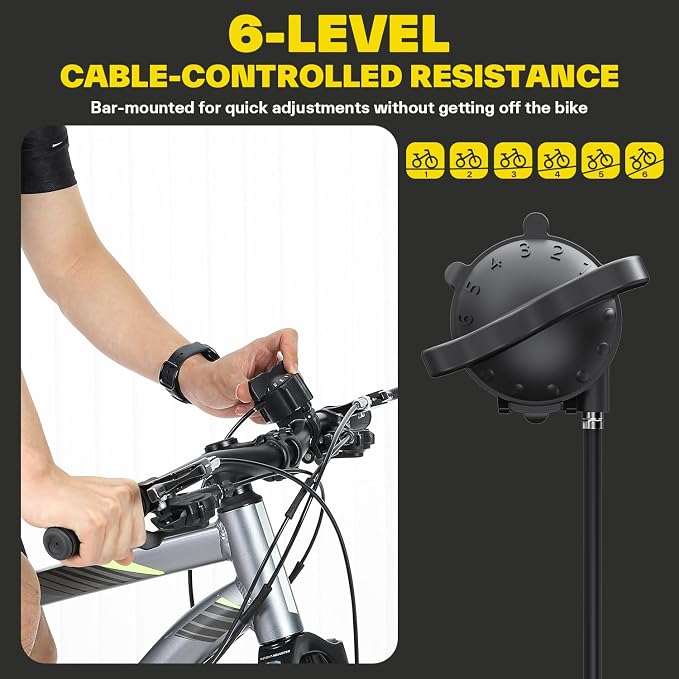 Sportneer Bike Trainer - Magnetic Stationary Bike Stand for 26-28" & 700C Wheels - Adjustable 6 Level Resistance Bike Trainer Stand for Indoor Riding with Quick Release Lever & Front Wheel Riser Block
