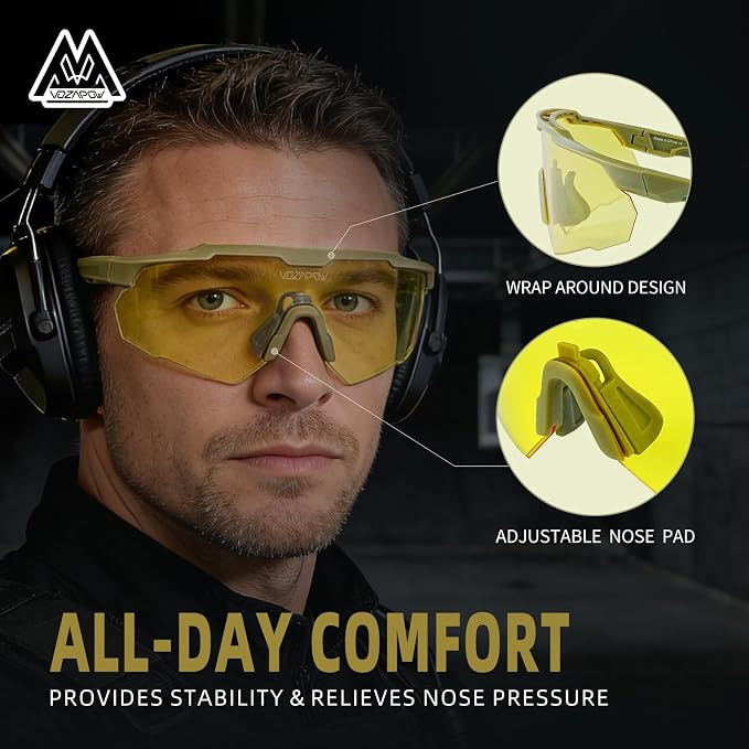 Shooting Glasses Anti Fog with High Definition Lenses, ANSI Z87+ Certified Tactical Safety Glasses for Men Women