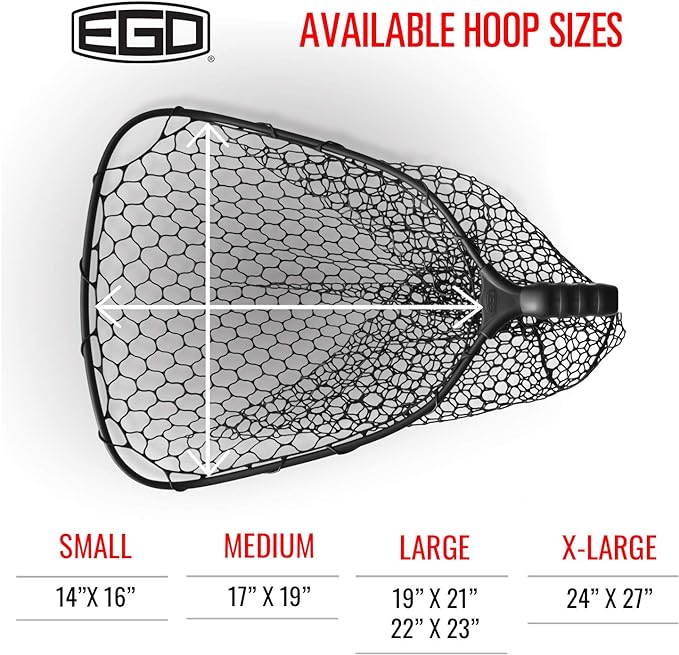 Ego S1 Slider Fishing Net, Ultimate Fishermen’s Tool Fixed Handle, Replaceable Head, Salt & Freshwater, 17x19 Inch Hoop