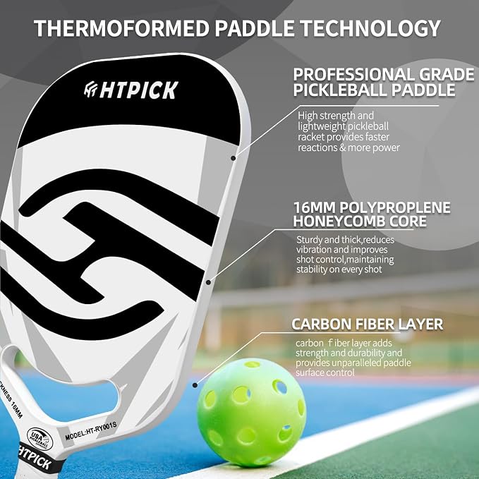 Pickleball Paddles | T700 Carbon Fiber Pickleball Paddle with Aero Throat | Hot-Press Moulding | 16mm Polymer Core | Specifically Engineered for Swing Speed and Manoeuvrability