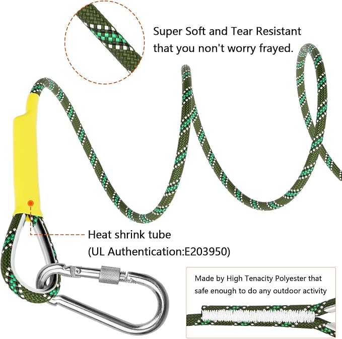 X XBEN Outdoor Climbing Rope 10M(32ft) 20M(64ft) 30M(96ft) 50M(160ft) 70M(230ft) 152M(500FT) 352M(1000FT) Static Rock Climbing Rope for Escape Rope Ice Climbing Equipment Fire Rescue Parachute