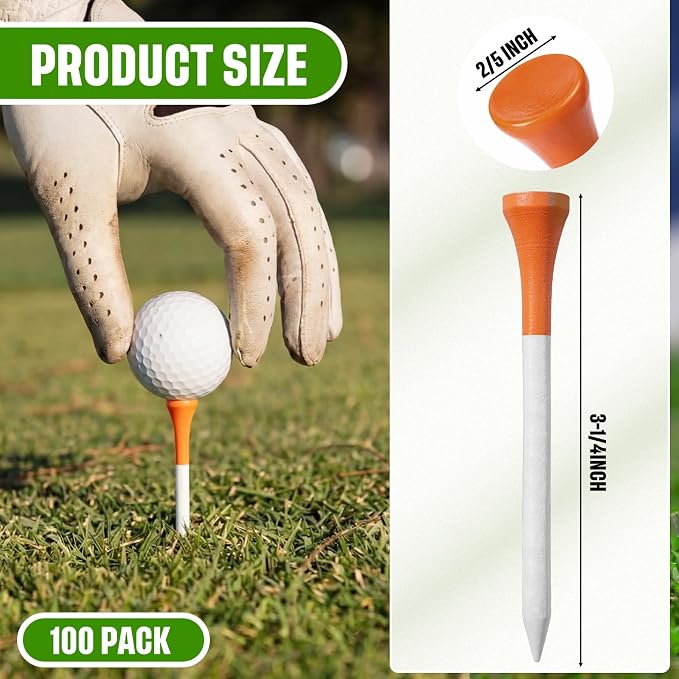 Mudder Golf Tees Bulk Wooden Bamboo Golf Tees Multicolor Wood for Men Balls Accessories