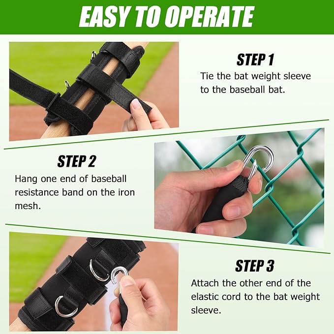 TOBWOLF 4PCS Baseball Exercise Bands with Interchangeable Grips, Baseball Resistance Trainer for Pitching & Throwing, Training Aid for Baseball Softball Pitchers to Build Arm Strength, Warm-Up