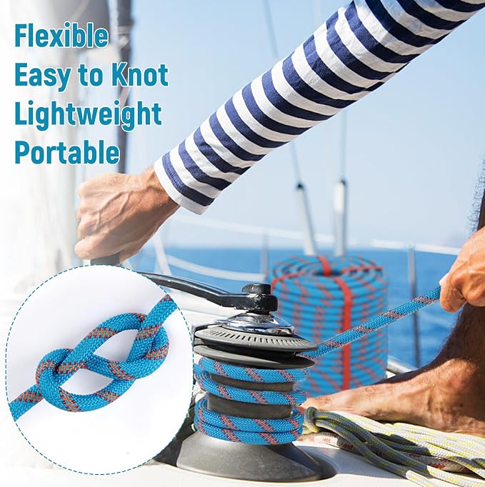 Arborist Rope Climbing Rope 48 Strands Tree Rope(1/2 inch x 150ft) for Climbing Tree Swing Pulling Sailing