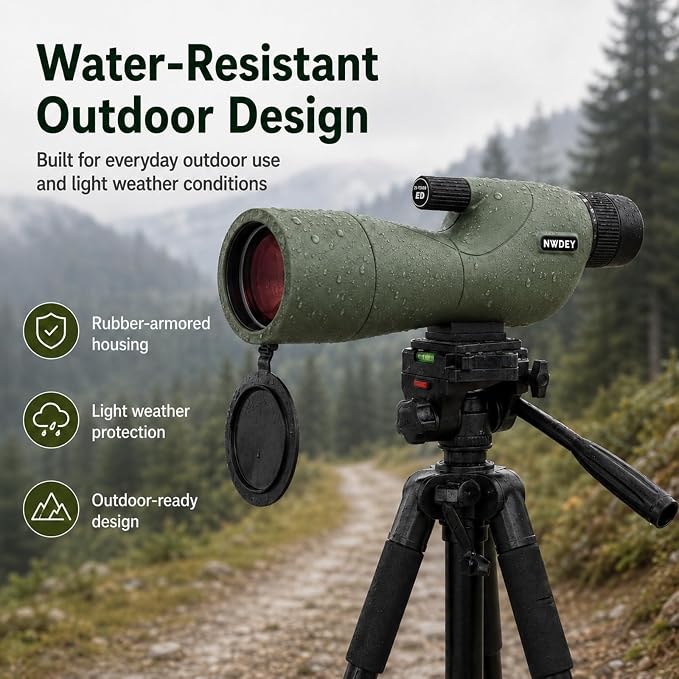 NWDEY 25-75X60 Spotting Scope with Upgraded 60in Tripod, BAK4 Prism & FMC 60mm Lens, Spotting Scope for Target Shooting, Bird Watching, Hunting & Outdoor Observation, Phone Adapter, Carry Bag