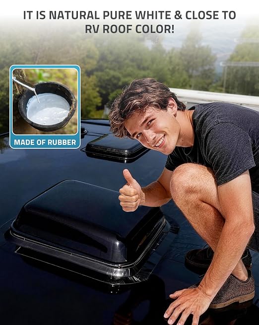 PAULINN RV Camper Roofing Repair Sealant Tape Black, 4 Inch X 50 Foot Natural Rubber Roof Sealing Tape, UV & Weatherproof Roof Seal Tape for RV Camper Trailer Boat Sealing Leak Repair