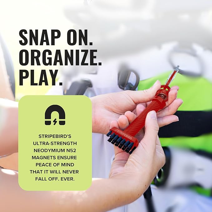 Magnetic Golf Club Brush - Detachable - Premium Nylon Bristles - Golf Bag Accessory - Golf Club Cleaner - Golf Tool