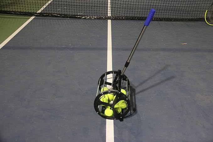 Tennis Ball Hopper for Tennis Coaches and Players, Schools and Clubs, Tennis Court Equipment/Accessory (55 Balls Capacity Wheel Roll-Over)