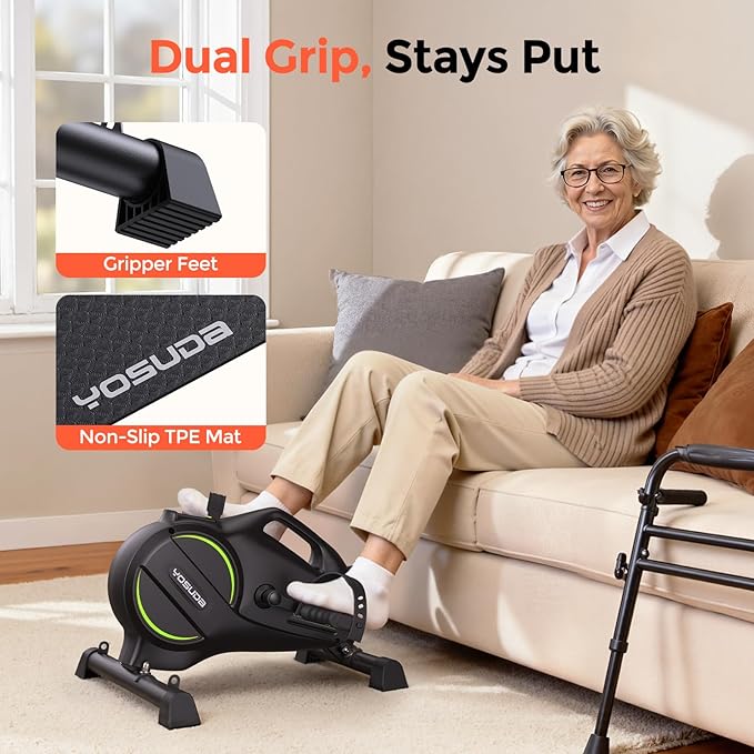 YOSUDA Under Desk Bike with 16-Level Magnetic Resistance, Mini Exercise Bike with Bluetooth App, Pedal Exerciser While Sitting for Office Workers & Seniors, for Home Exercise & Recovery