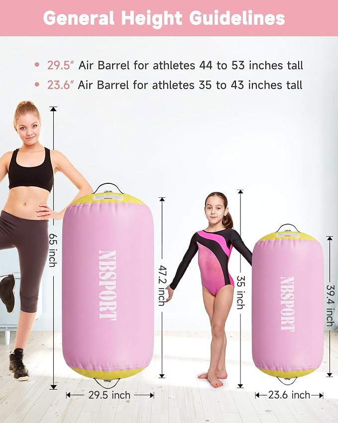 Air Barrel - Air Roller Gymnastics Barrel for Back Handspring Trainer, Air Tumble Mat with Pump for Gym Training/Yoga Balance Exercise/Cheerleading/Home and Outdoor Use