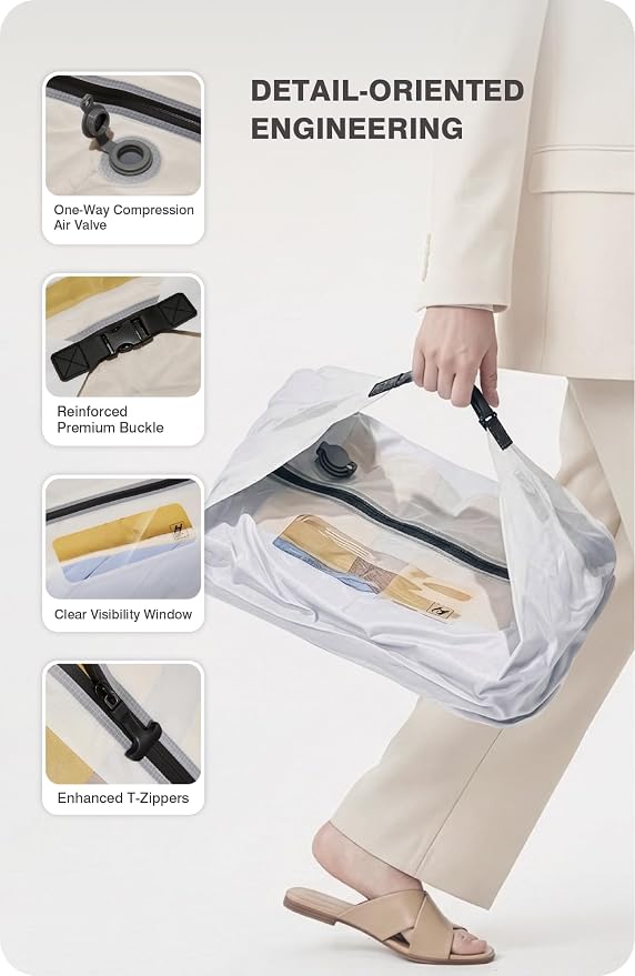 AirVault Vacuum Storage Bags for Travel with Air Pump, Waterproof Compression Packing Bag for Carry On Suitcase & Backpack, IPX8 Travel Organizer (12L Pouch, 3-Pack)
