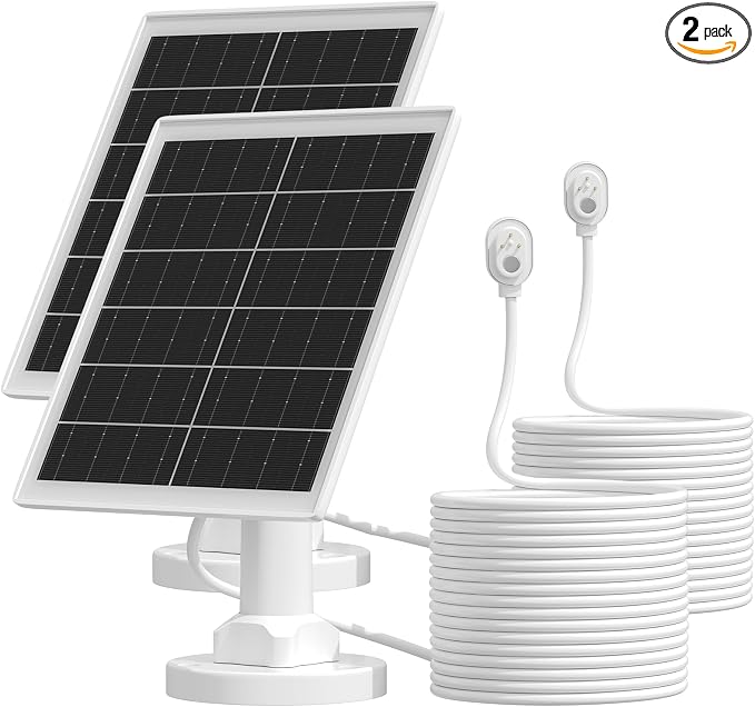 5W Solar Panel Charger Compatible with Arlo Pro 5S/Pro 4/Pro 3/Ultra/Ultra 2/Go 2 Camera, Solar Panels Charging with 13.1ft Waterproof Charging Cable,360° Adjustable Wall Mount, 2 Pack