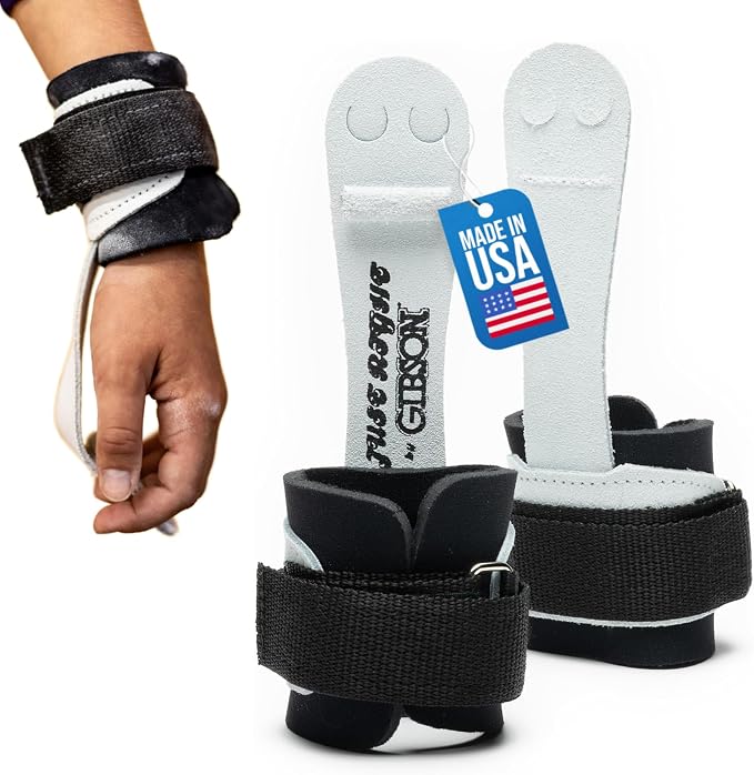 Gibson Athletic Just Right Neo Gymnastic Grips for Women, Leather Grip with Neoprene Wrist Guard, Hook & Loop Closure, Grips for Early Competitor, Gymnastics Grips for Girls - Made in USA