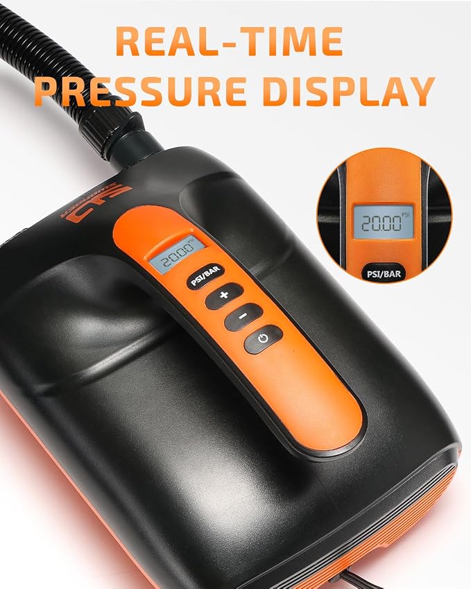Swonder 20PSI High Pressure Digital Electric Air Pump for Stand Up Paddle Board | Kayak | Tent, SUP Inflator with Intelligent Dual Stage & Auto-Off, Two Colors