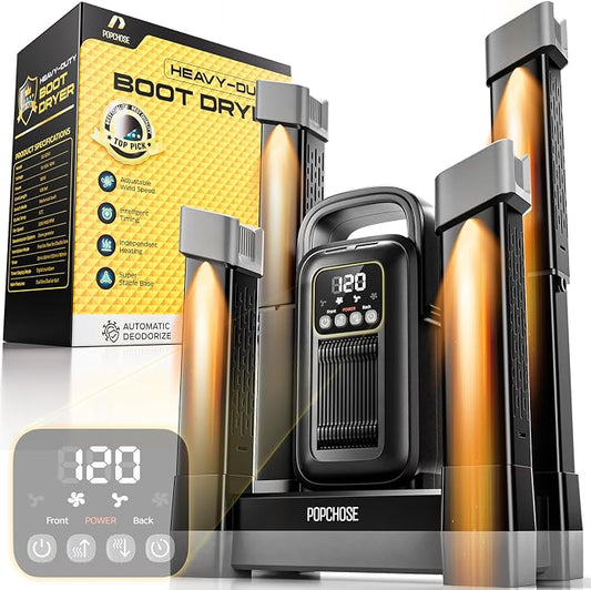 POPCHOSE Boot Dryer Helps Reduce Odor, 1.5H Fast Drying Shoe Dryer, Silent & Adjustable Timer, Forced Heat Boot Warmer