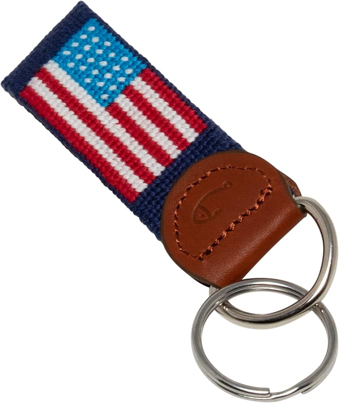 Leather Hand-Stitched Needlepoint Key Fob or Key Chain