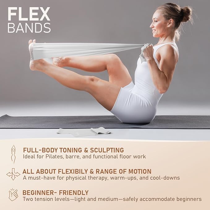 PhysKcal Pilates Kit, 15-Inch Pilates Ring with 1x Core Ball, 3X Resistant Loops and 2X Flex Bands, Home Pilates Equipment Set and Mat Pilates Essential Kit