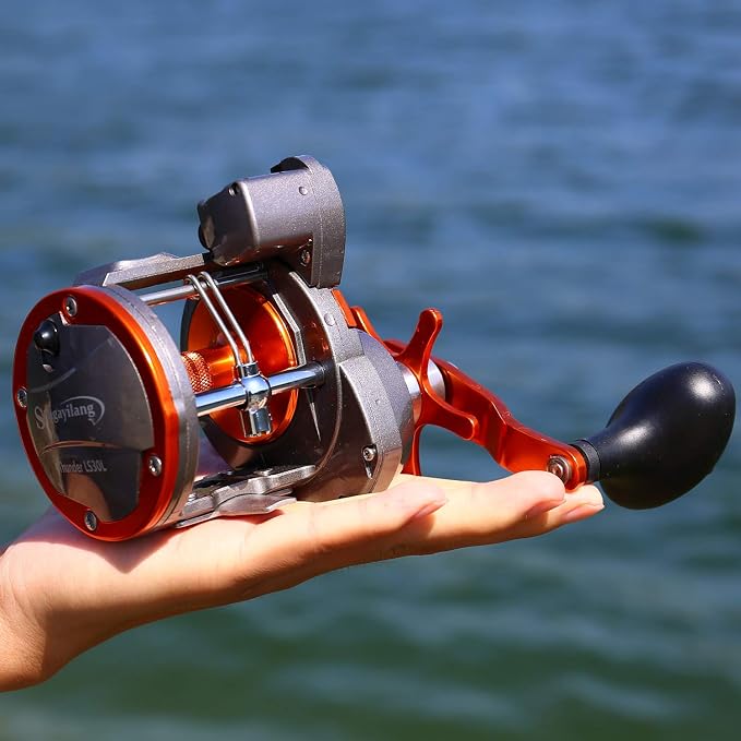 Sougayilang Line Counter Trolling Reel Conventional Level Wind Fishing Reel
