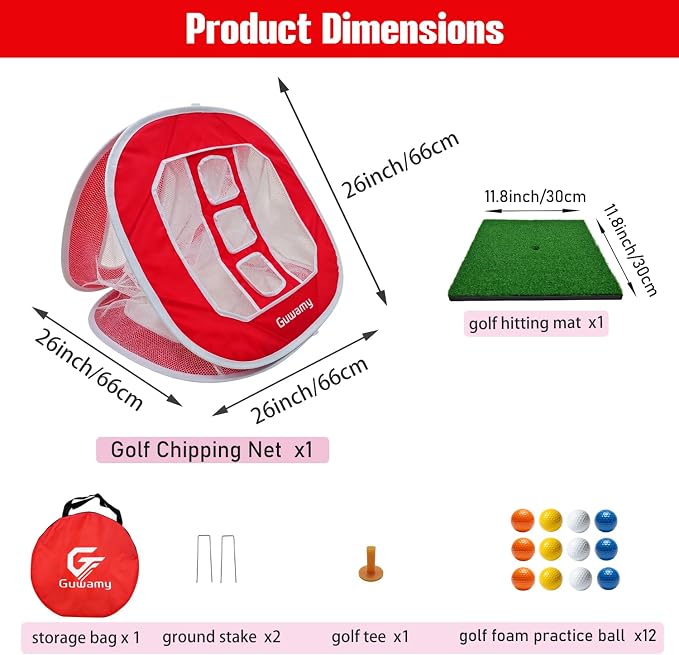 3-in-1 Pop Up Golf Chipping Net – Precision & Distance Trainer, Easy Indoor/Outdoor Setup – Ideal Gift
