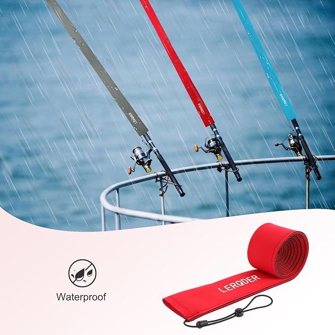 Neoprene Fishing Rod Sleeves,Fishing Rod Socks for Protect Rod | UV Resistance,Puncture Resistant, Protect Casting, Spinning, Trolling Fishing Rods,Fishing Pole Sleeve for Transport, Storage