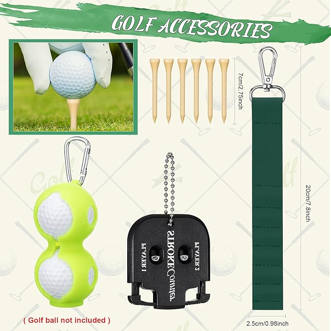 Syhood 21 Pcs Golf Accessories Kit Cleaning Kit Include Golf Brush, Towel, Groove Sharpener, Divot Repair Tool, Ball Alignment Portable Tool Gifts Graduation for Men