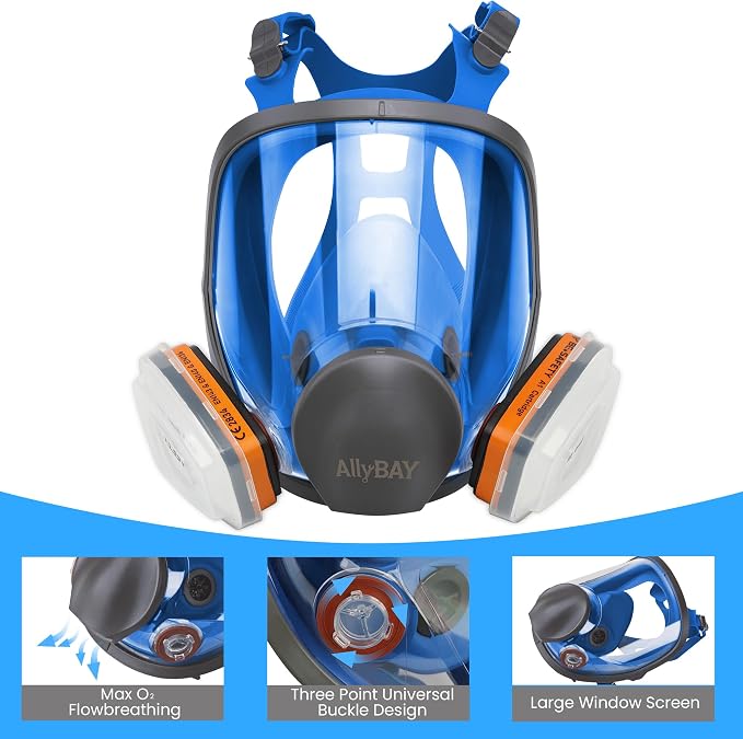 Reusable Respirator Mask with A1 & P2 Filters for Dust,Gas,Painting, Woodworking, Sanding, Construction,Clearning