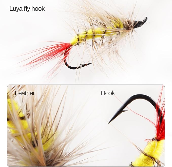 Fly Fishing Flies Assortment Kit Dry Wet Nyphms Tenkara Popper Streamer Woolly Bugger for Trout Bass Salmon Steelhead with Fly Box