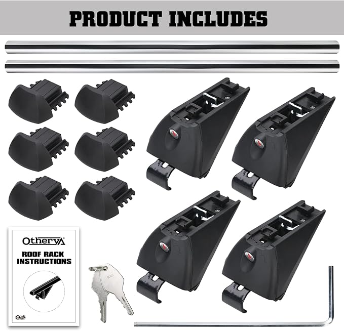 Aero Aluminum Universal Roof Rack Cross Bars, Existing Raised Side Rail with Gap -200 lbs Load Capacity (New 52 inches)