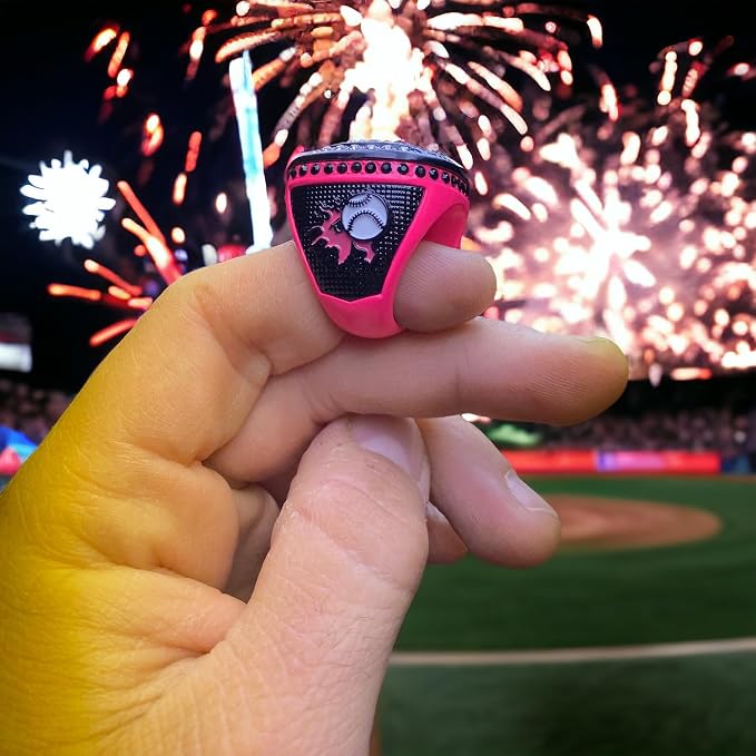 Legacy Rings 1 or 12 Pack Bright Pink Softball Baseball Championship Trophy Ring Women's Award for Tournament Champion or Finalist