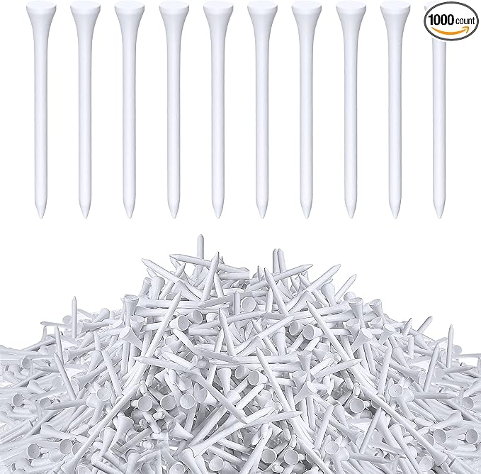 Vinsot 1000 Pcs Golf Tees Bulk 3-1/4'' Wooden Tees for Driving Range, Golf Club Accessories for Men Dad