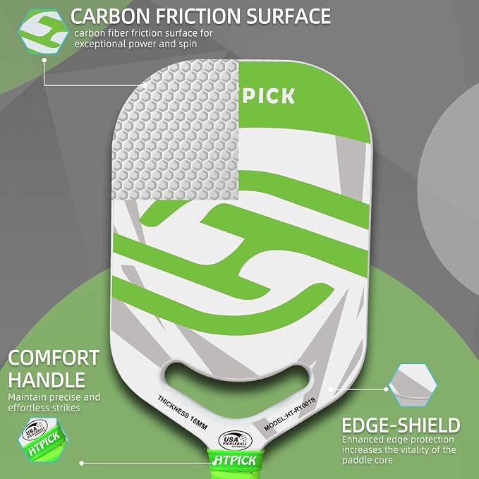 Pickleball Paddles | T700 Carbon Fiber Pickleball Paddle with Aero Throat | Hot-Press Moulding | 16mm Polymer Core | Specifically Engineered for Swing Speed and Manoeuvrability