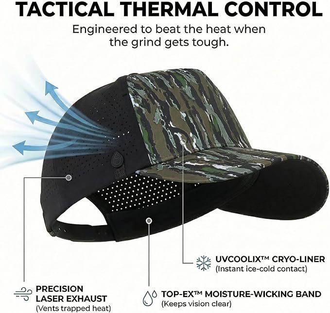 TOP-EX Performance Baseball Hat for Men Water Resistant Golf Cap Running Cooling Snapback Laser Perforated