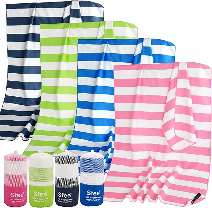 Sfee 2 in 1 Microfiber Travel Towel, Quick Dry Towel Camping Towel Beach Towel Super Absorbent Compact Lightweight Sports Gym Towels Set for Gym, Hiking, Pool, Bath, Yoga (Small: 32''x16'')