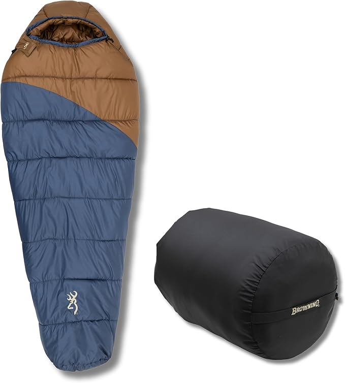 Browning Discover Sleeping Bag – Extreme Cold Weather Mummy Sleeping Bag with TechLoft Silver Insulation, Draft Collar & Durable Shell for Winter Camping, Backpacking & Outdoor Adventure