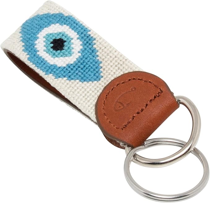 Leather Hand-Stitched Needlepoint Key Fob or Key Chain