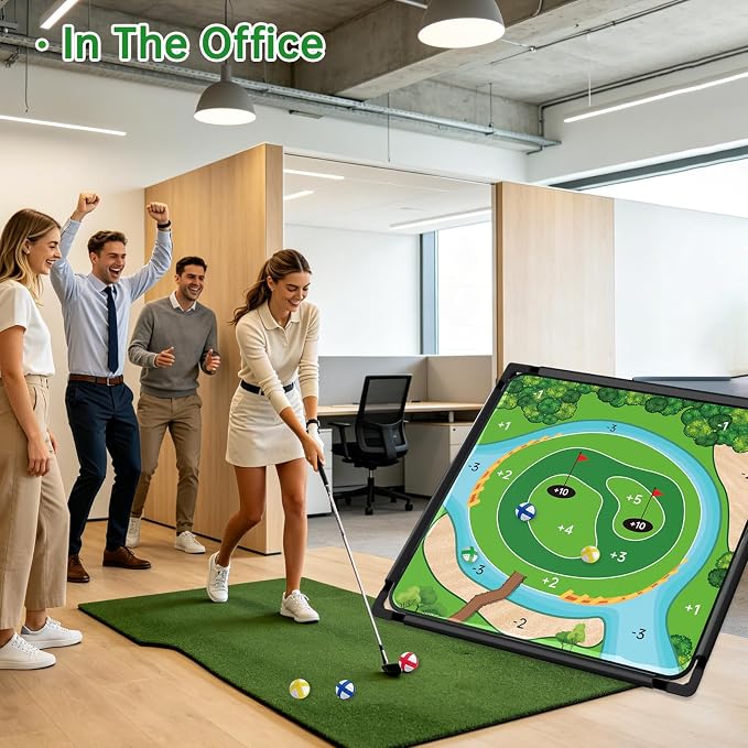 Golf Chipping Game - Portable Golf Practice Set for Indoor & Outdoor Lawn Play! Enjoy Backyard, Beach & Office Parties - Fantastic Golf Gifts for Men+ Golf Club