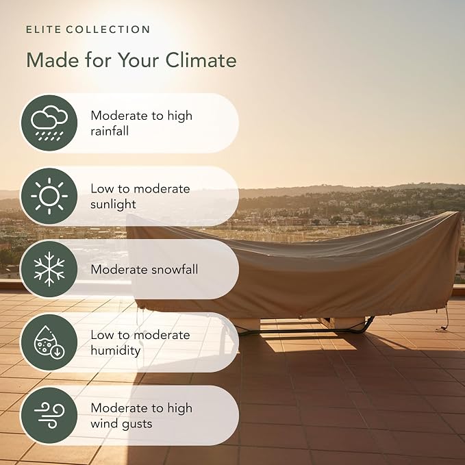 Covermates Elite Hammock Cover – Weather-Resistant 300D Polyester with Double-Stitched Seams, Adjustable Buckle Straps & Lightweight All-Weather Protection, 188W x 58D x 20H, Khaki