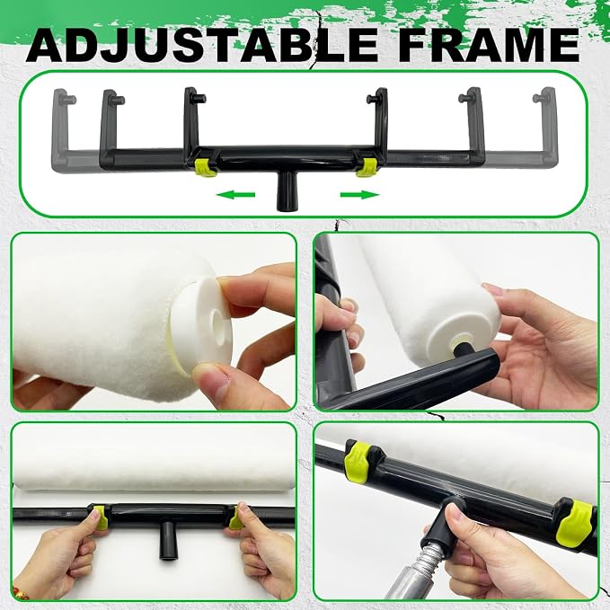 18 Inch Paint Roller Set, 9-18 inch Adjustable Roller Frame, 3pcs 18’’ Roller Covers and 1.48-3.12ft Extension Pole for Ceiling,Wall,Floor,Decks Painting