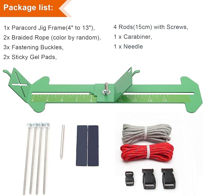 Catcan 2 in 1 Paracord Bracelet Jig, Paracord Bracelet Making Kit, Adjustable Length DIY Craft Monkey Fist Jig Tools 4" to 13" with Free Cord and Buckles