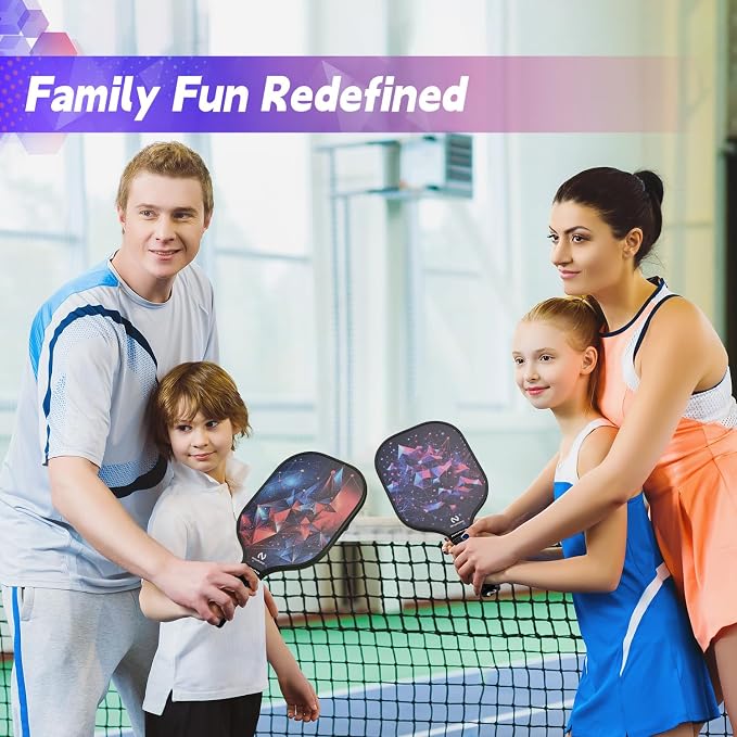 niupipo Pickleball Paddles Set of 2 or 4, USAPA Approved Fiberglass Pickleball Paddle Set with Balls and Bag, Polypropylene Honeycomb Core, Lightweight Pickleball Paddles for Beginners Men Women