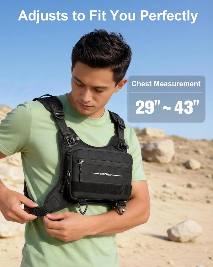 CEROBEAR Hydration Backpack Running Vest - Reflective Running Chest Pack with 2L TPU Water Bladder, Lightweight Breathable Water Backpack for Men Women, Ideal for Hiking Cycling Marathon