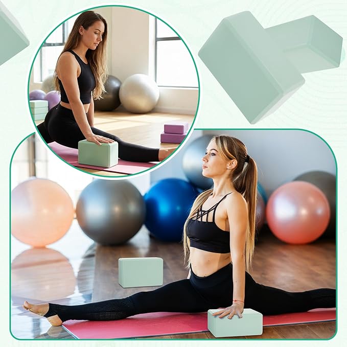 Wettarn 6 Pack Yoga Blocks 9 x 6 x 4 Inch EVA Foam Lightweight Non Slip Yoga Props for Pilates Stretching Meditation