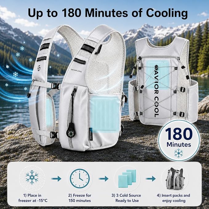 Cooling Vest for Men Women, Hydration Vest for Running Hiking | 2L Water Bladder，3 Cold Source