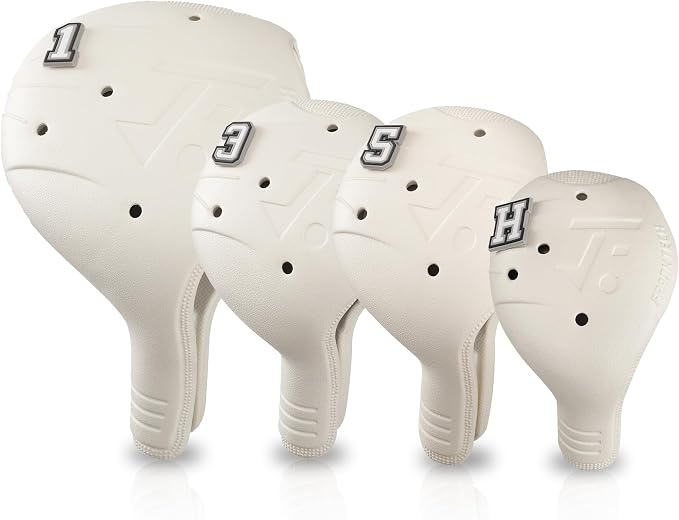 Snap-On Golf Club Covers for Right-Handed Golf Clubs, Easy On Off in 1 Second, Fits 460cc Drivers, Washable EVA Plastic with Shaft Lock, DIY Pins for Customization