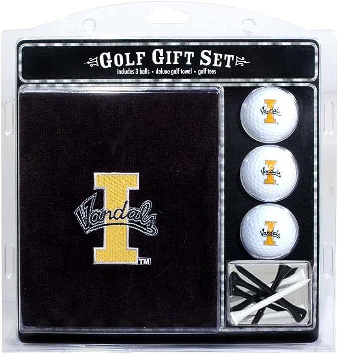 Team Golf NCAA Gift Set Embroidered Golf Towel, 3 Golf Balls, and 14 Golf Tees 2-3/4" Regulation, Tri-Fold Towel 16" x 22" & 100% Cotton