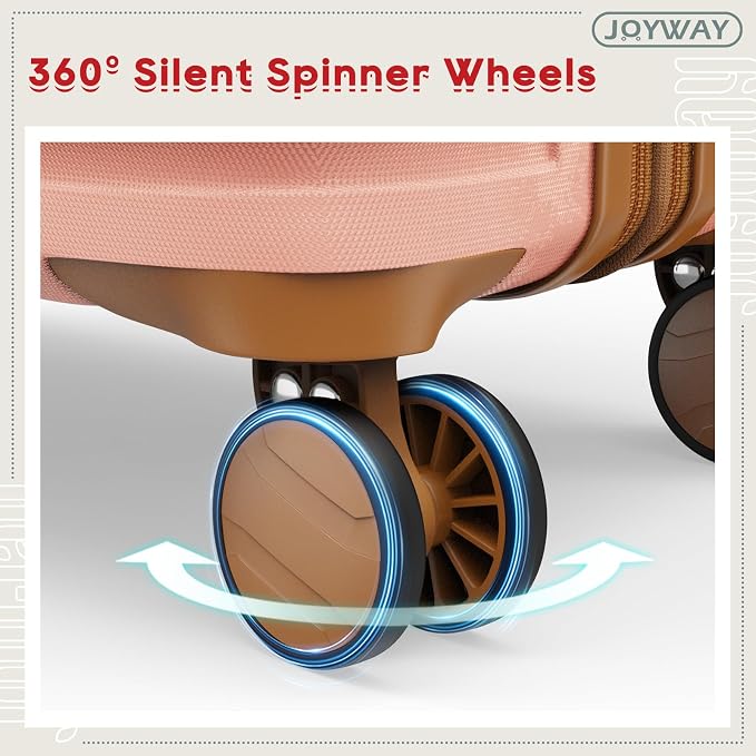 Joyway Expandable Luggage Sets 5 Piece, Lightweight Hard Shell Travel Suitcase Set with Spinner Wheels and TSA Lock (5 piece set，Pink)