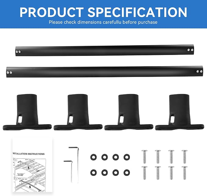 FLYCLE Roof Rack Crossbars Compatible with 2016-2019 Explorer, Car Cargo Roof Racks Cross Bars Rooftop Luggage Kayaks Bicycles Snowboard Canoe Carrier Cargo Bag