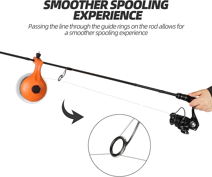 RUNCL Fishing Line Spooler – Portable Winder & Reel Spooling Tool for Casting and Spinning Reels, Prevents Line Twist, Non-Slip Handle with Built-in Scissors, Fishing Accessories for Anglers